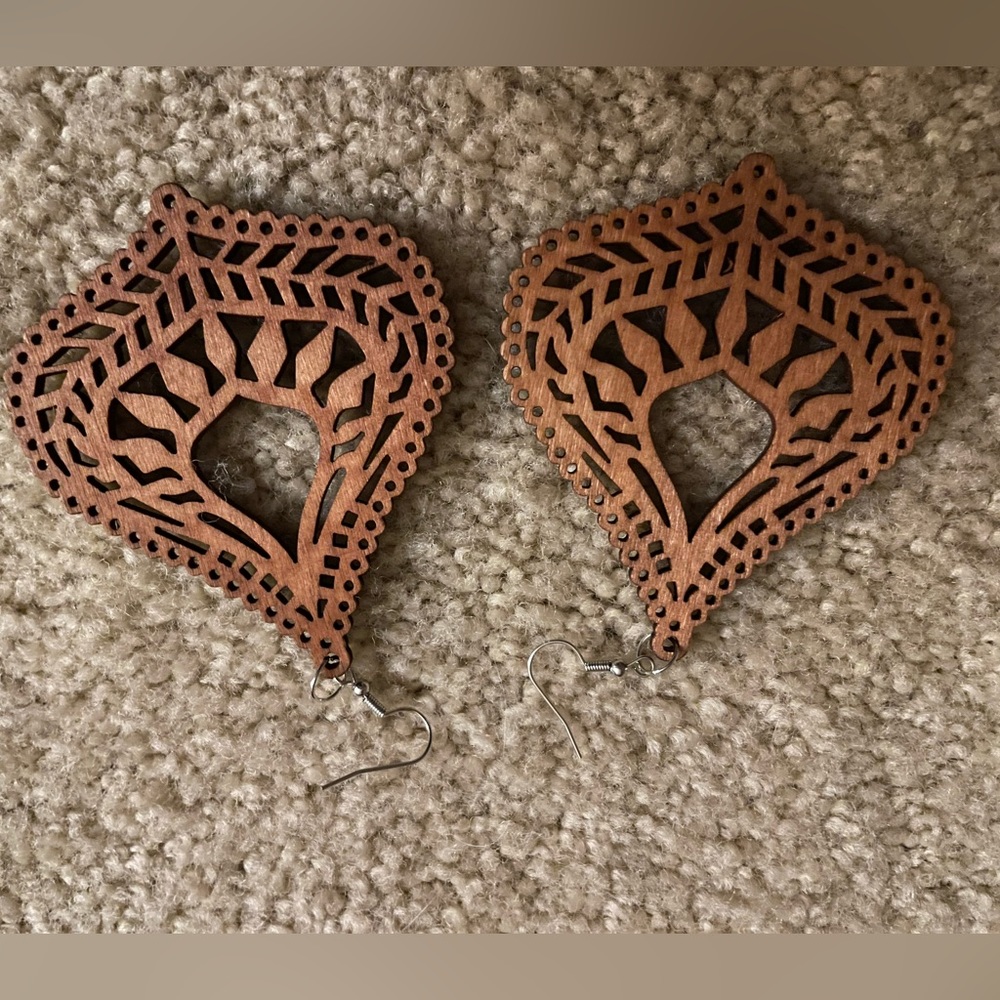 Mandala inspired wooden earrings